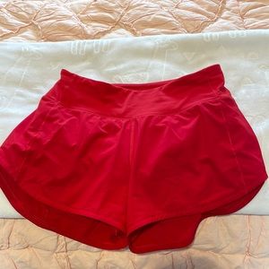 Size 4, 4” red lululemon shorts